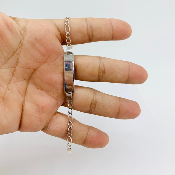 ❤️ 925 Sterling silver Bracelet ID figaro baby boy or girl